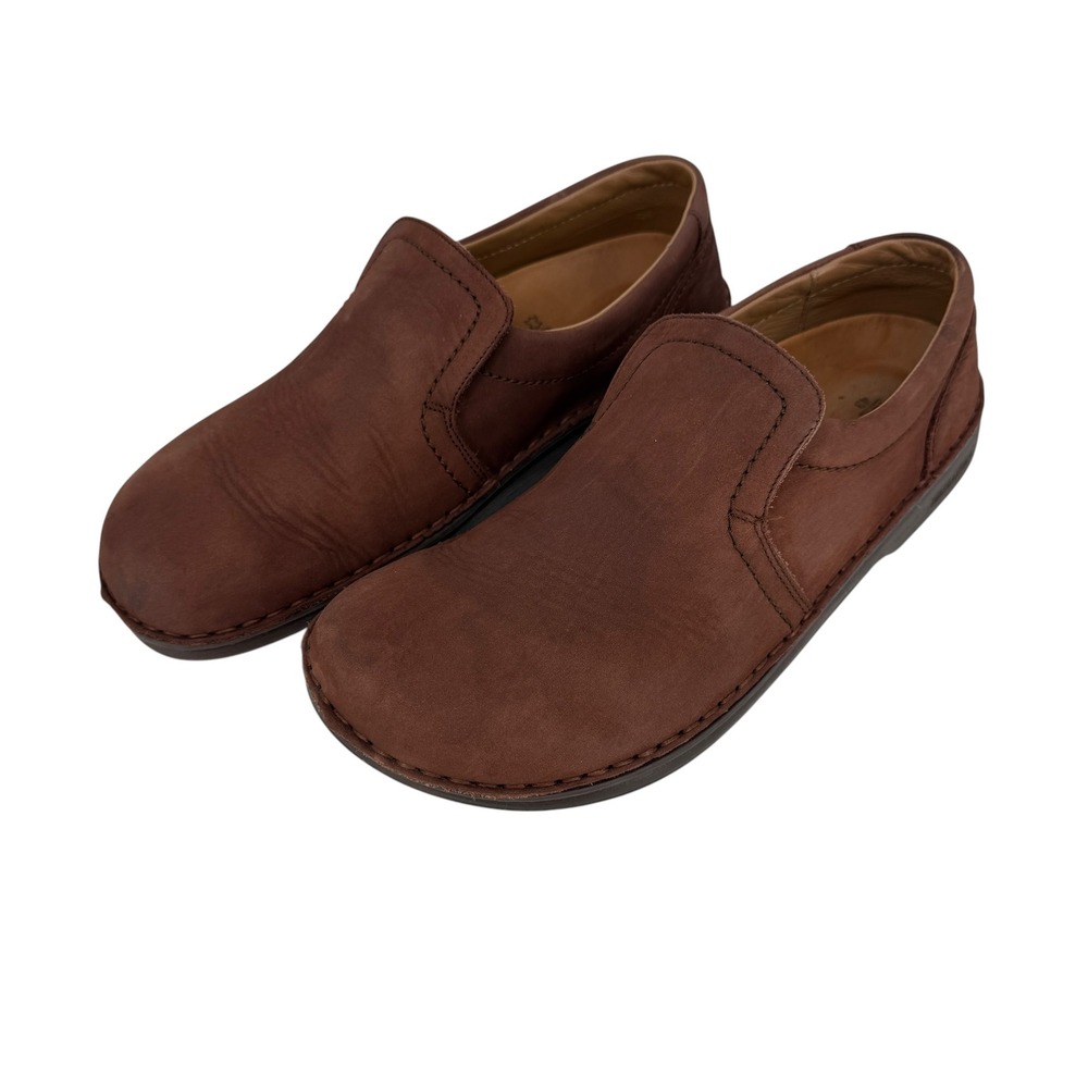Birkenstock Slip On Loafer Shoe Mens 43 10 Wide Brown Nubuck Leather Comfort